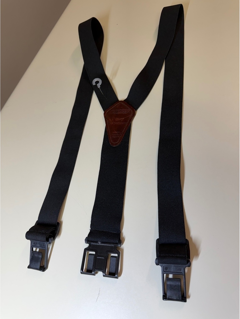 Dickies Perry Black Suspenders with Brown Leather Patch